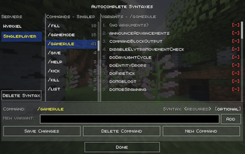 Command Syntax Config Screen