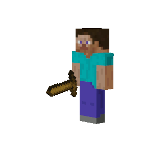 Steve punching with his sword
