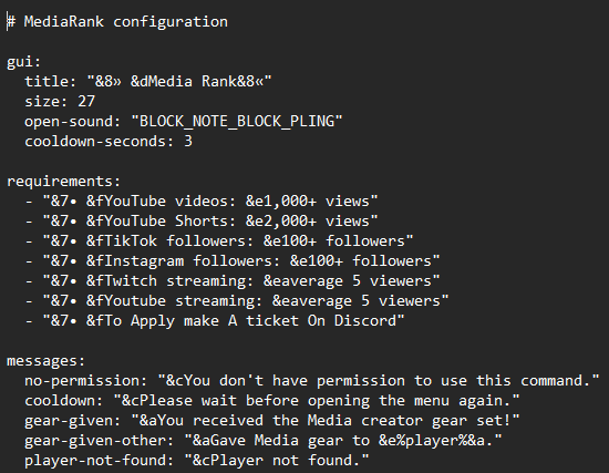 DonutSMP Media GUI config.yml