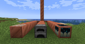 the left is the solar panel (overworld only), the middle furnace and copperfied sculk catalyst can generate energy anywhere.