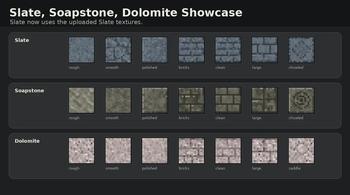 Slate, soapstone, dolomite