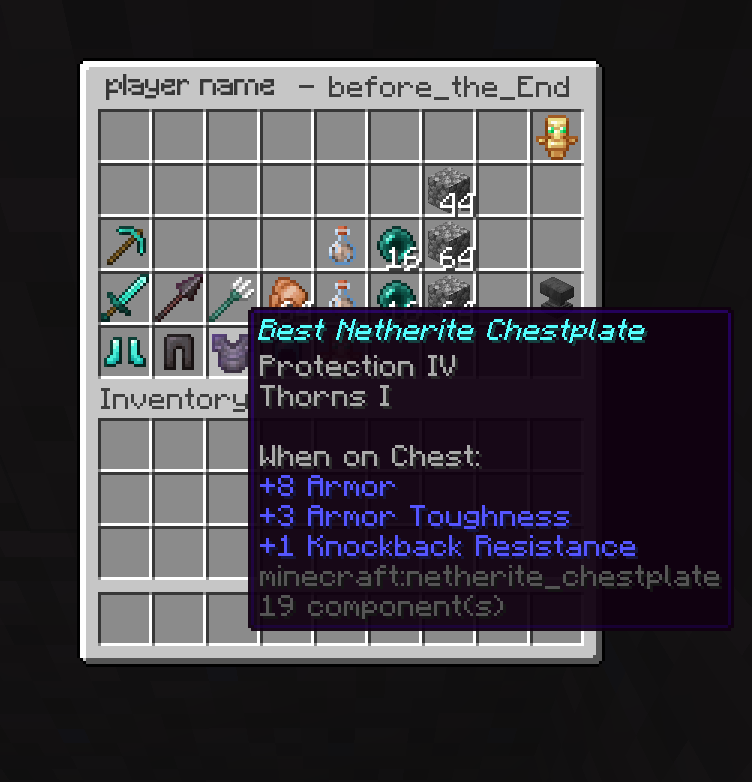 inventory with enchantments