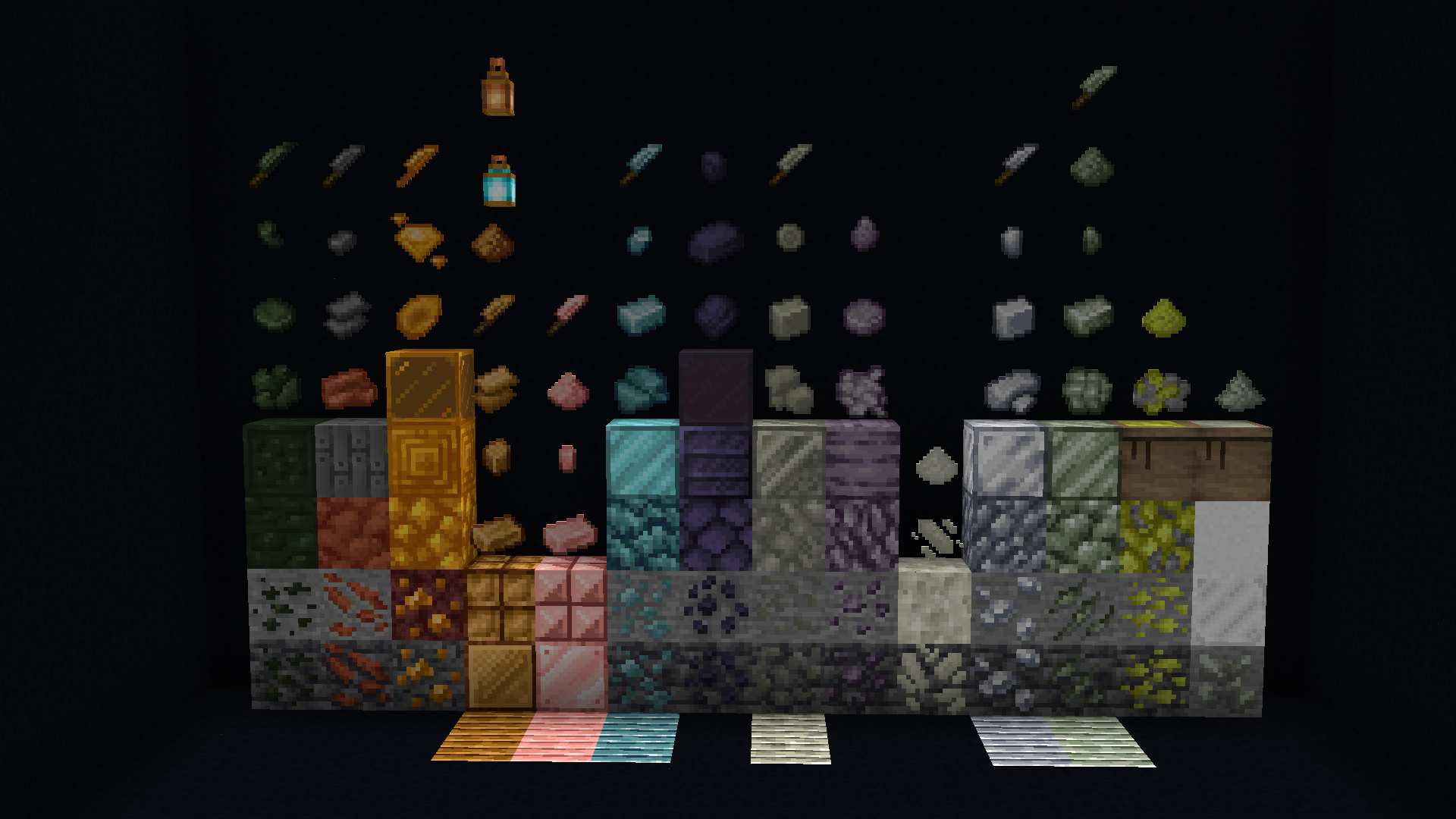 Main selection of blocks and items.