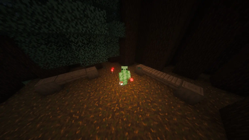 3rd Person View of Redstone Torch and Copper Lantern