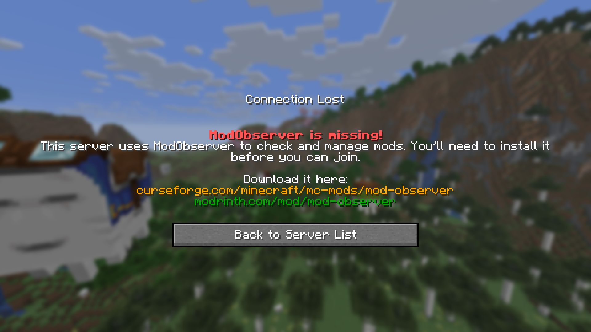 ModObserver required message