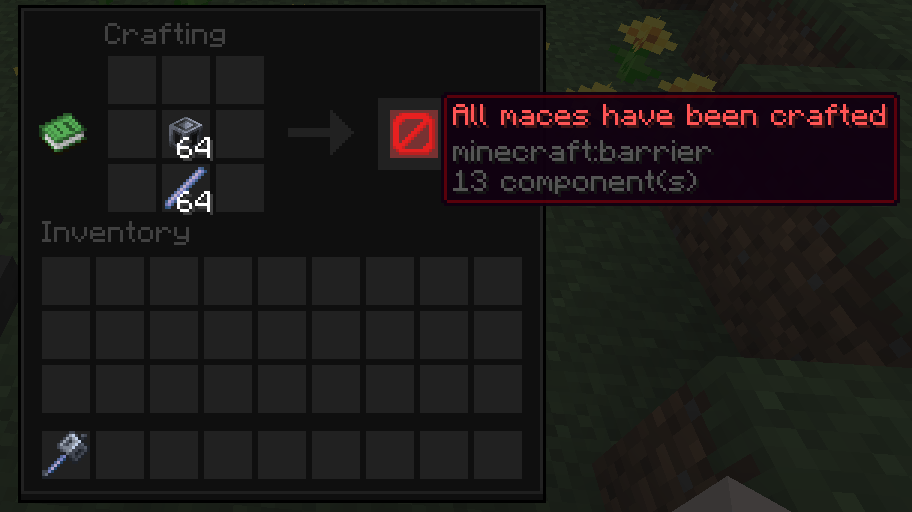 Blocked mace crafting result