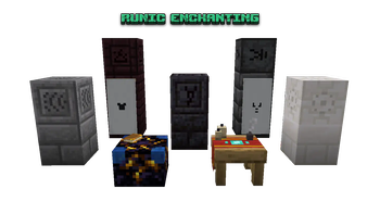 Display of some blocks added by Runic Enchanting as of version 1.0