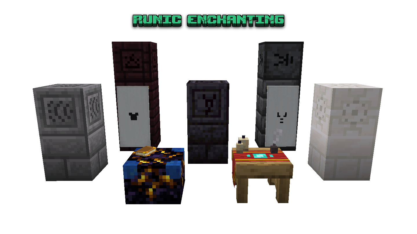 Display of some blocks added by Runic Enchanting as of version 1.0