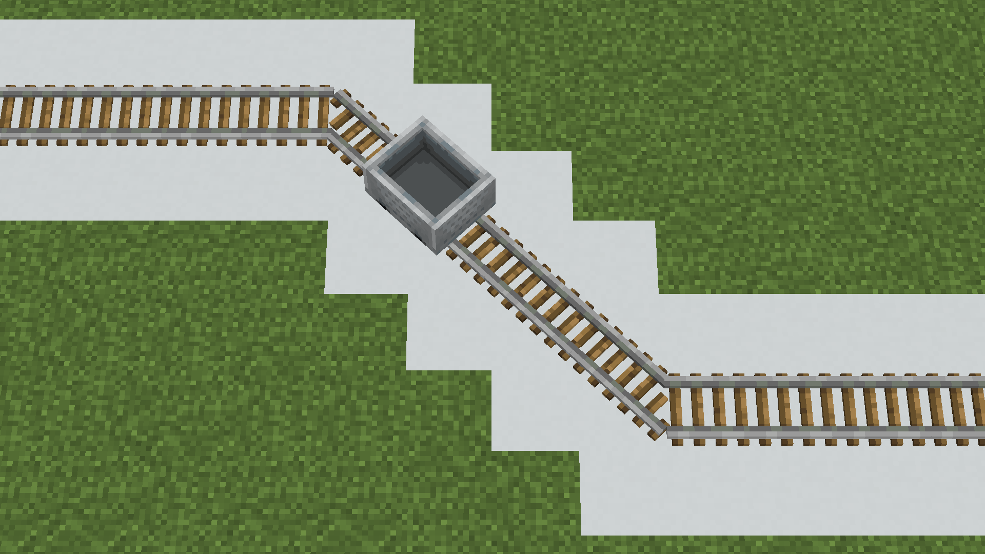 A minecart on diagonal rails