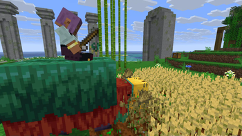 Player harvesting crops with a Sniffer