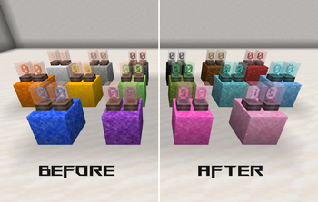 On the left, the nixies have orange shells constantly. On the right, with this resource pack, the nixies have colorful shells!