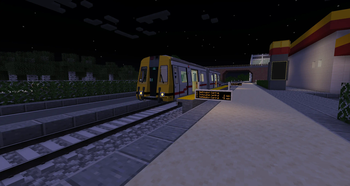 A tram stoped at an unfinished station