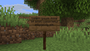 Lore ipsum on a sign.