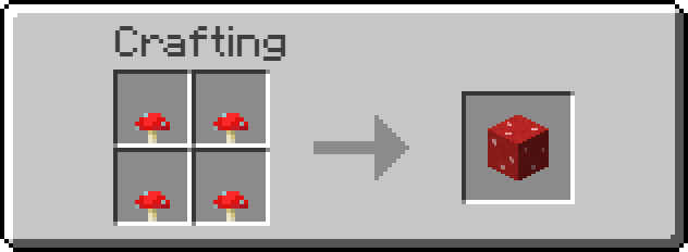 Crafting recipe for red mushroom block