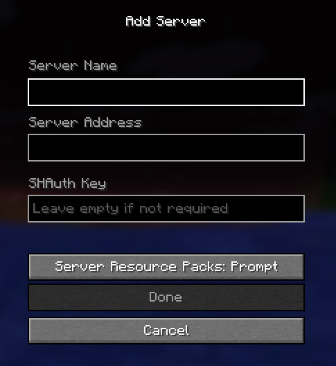 Add Server Screen