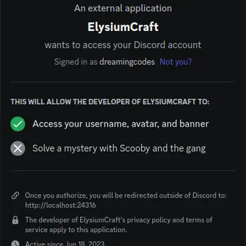 Discord browser link screen