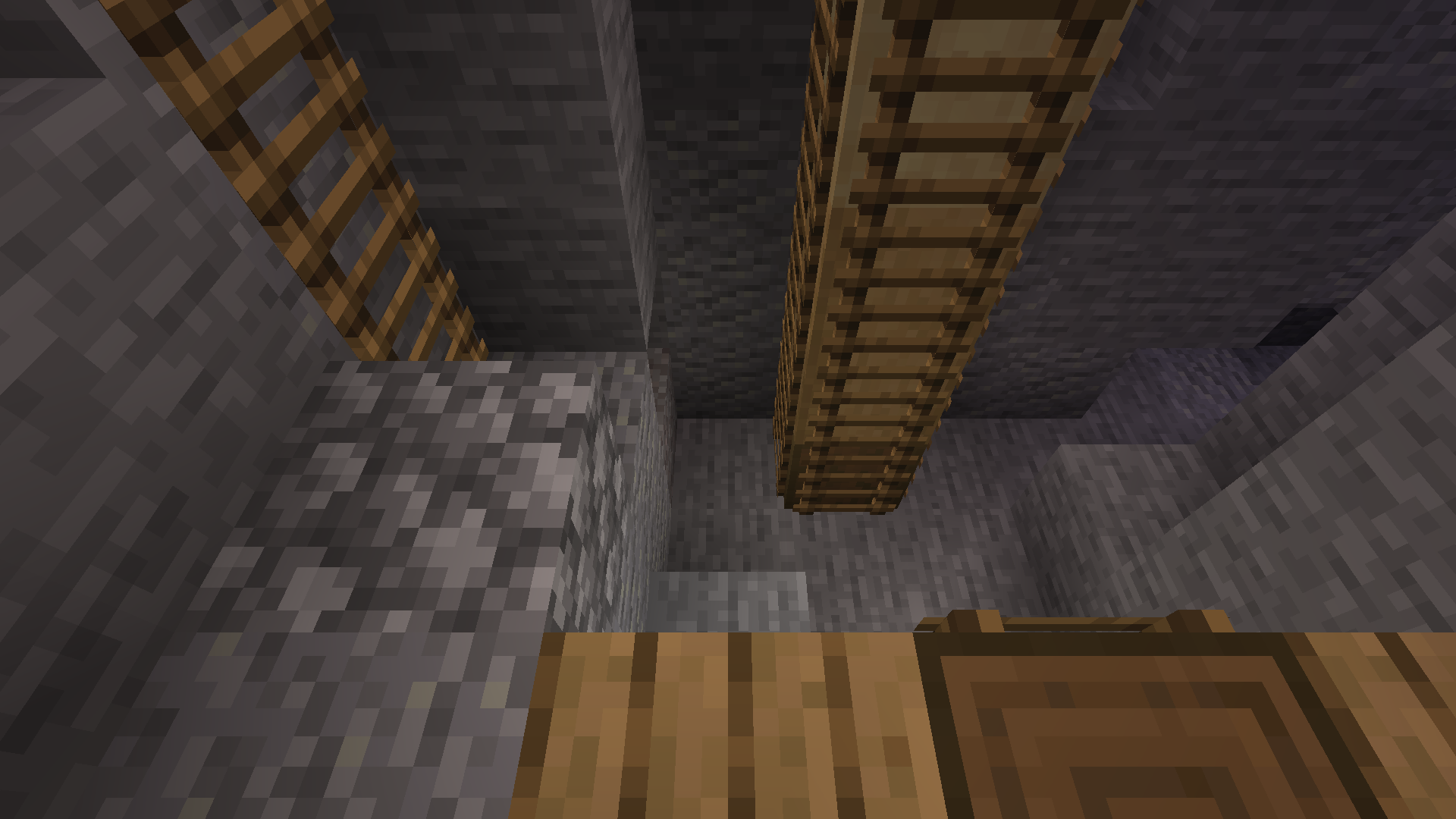 Showcase of Blocky Ladder at the bottom of a pit with ladders leading upward