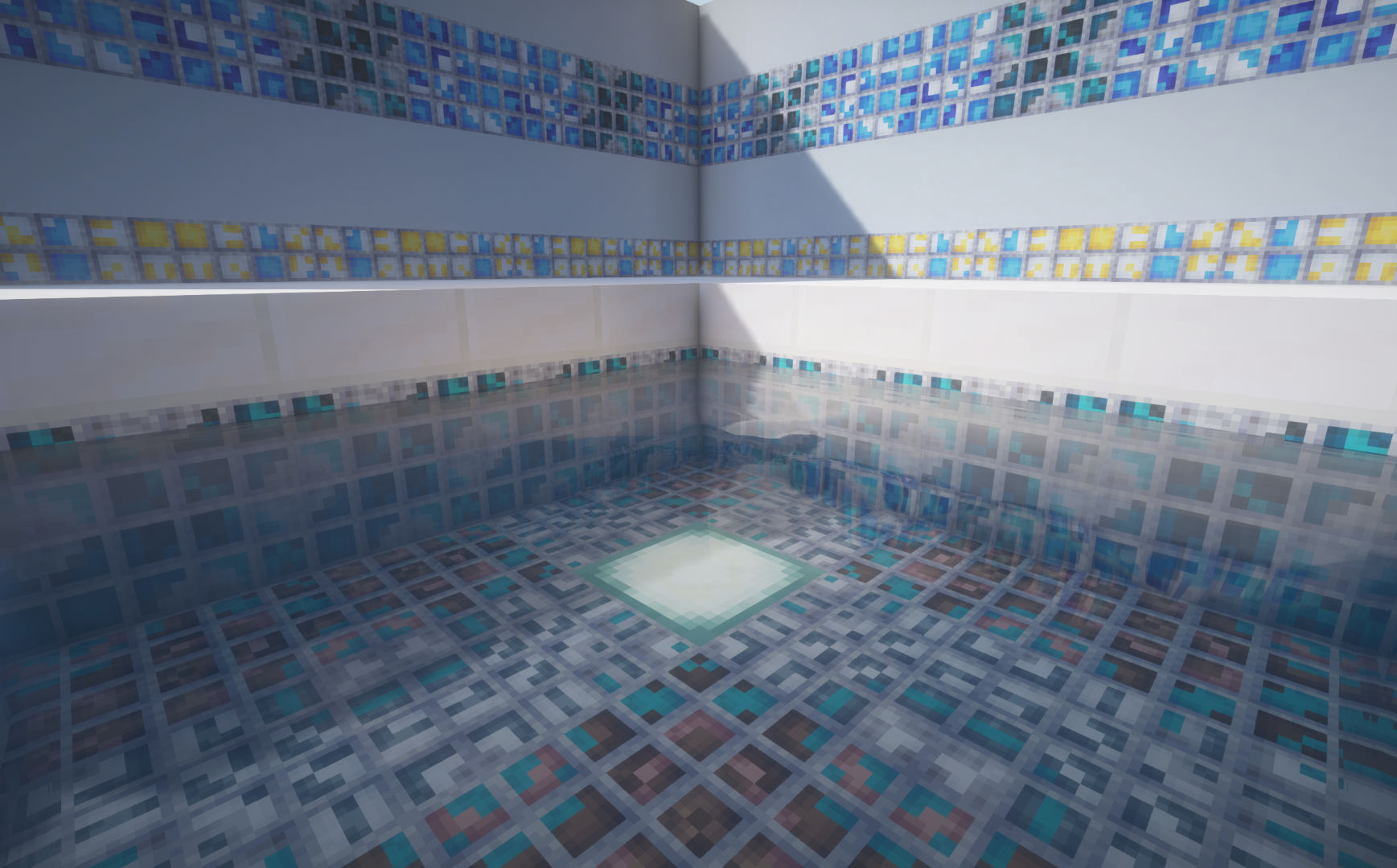 A corner view of a pool setting using BSL Shaders