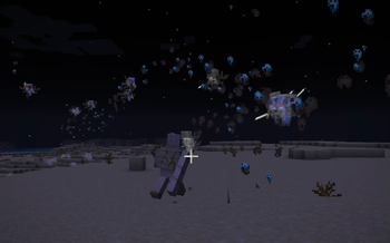 Ghosts fighting an iron golem
