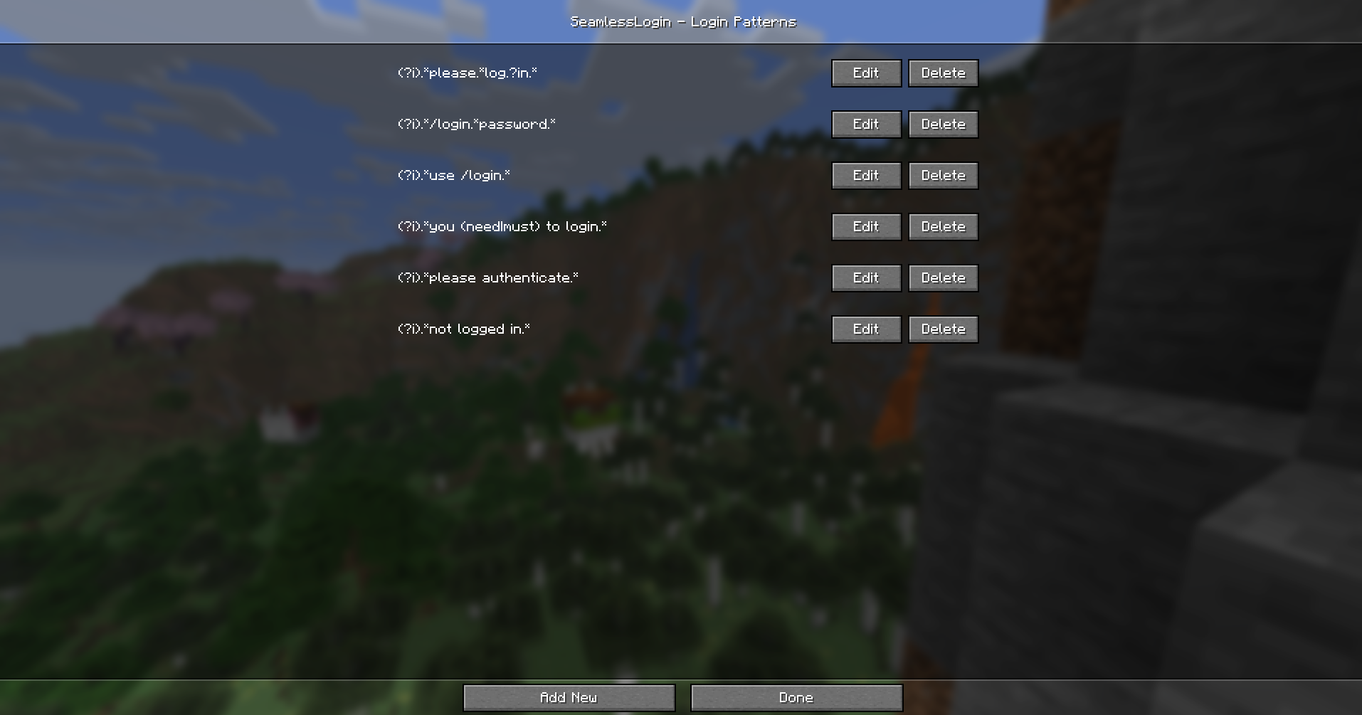 Login message patterns configuration