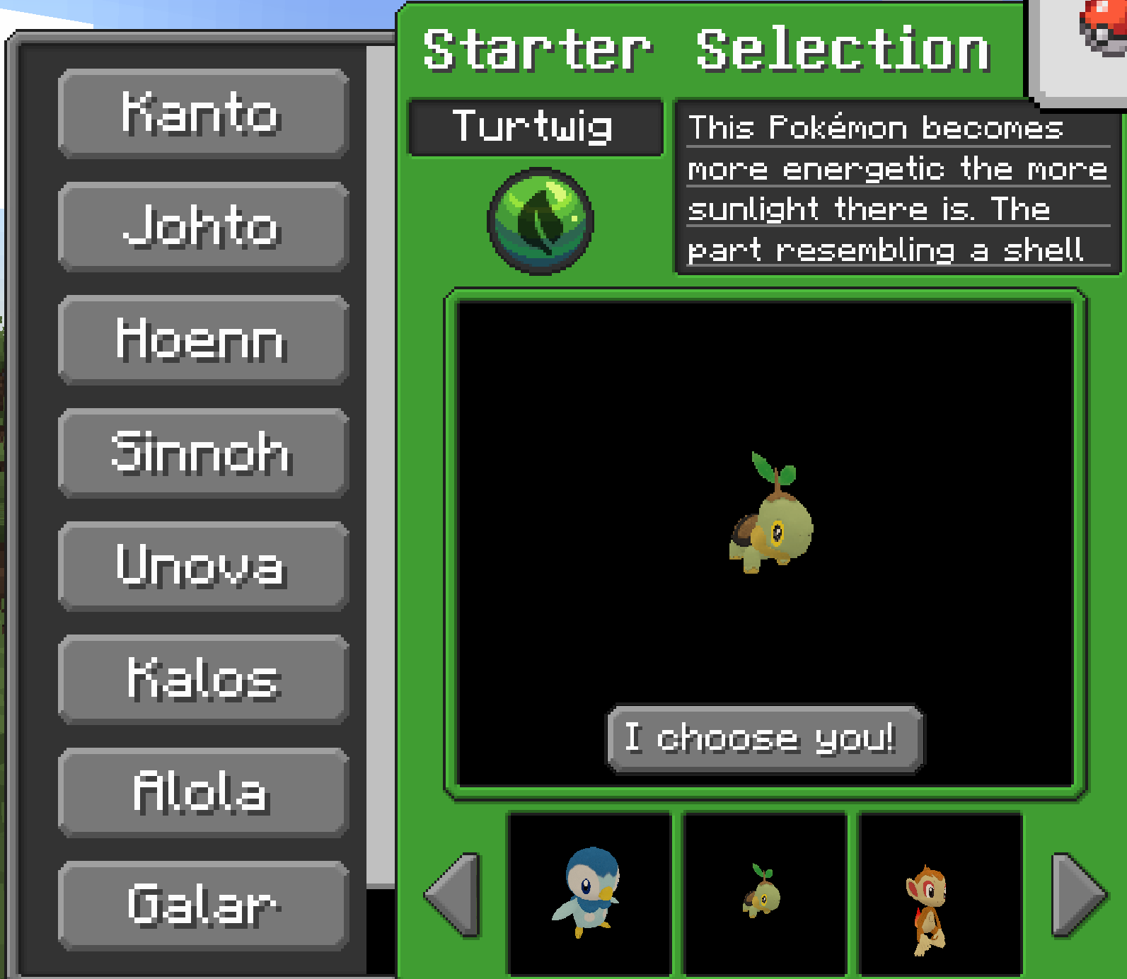 Generation 4 Starter Selection