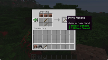 Regular stone pickaxe as a result