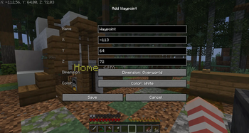 Add waypoint screen