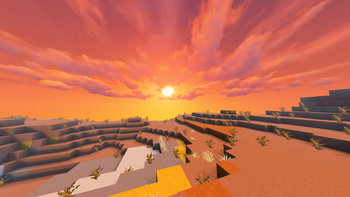 Badlands biome while sunset