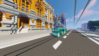 Customized bus in the city.