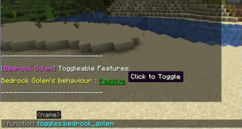 Toggleable features of bedrock golem