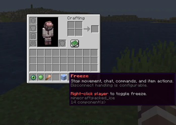 Freeze tool tooltip