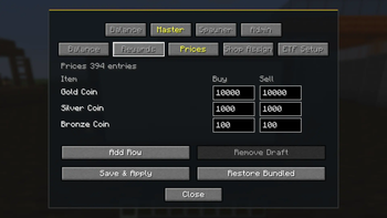 Admin block — balances or controls