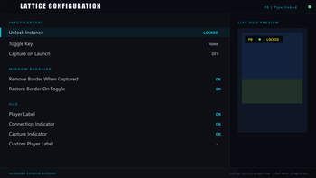 Config screen