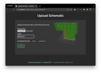 The web interface and preview panel that lets you upload schematics!