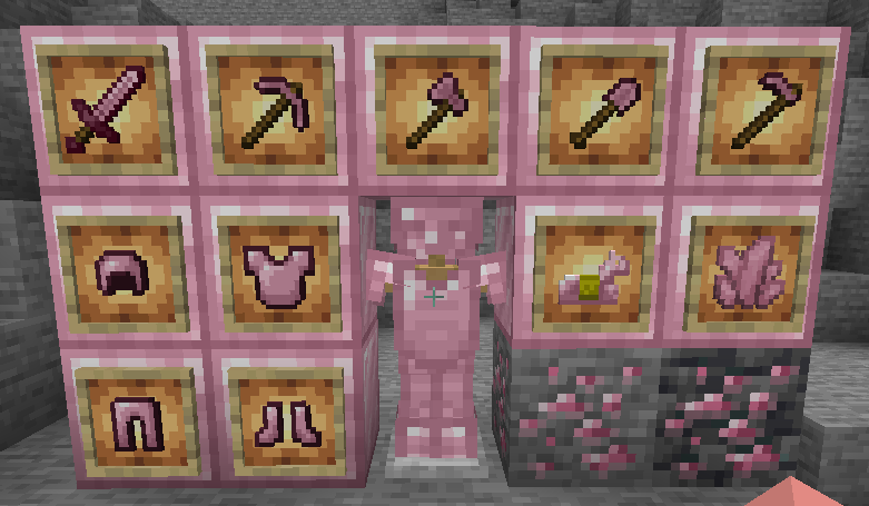 The main set of Rose Quartz items and ore!