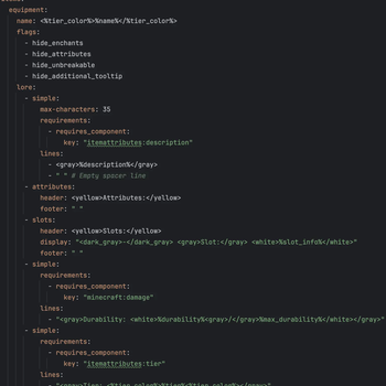 Item Template Configuration