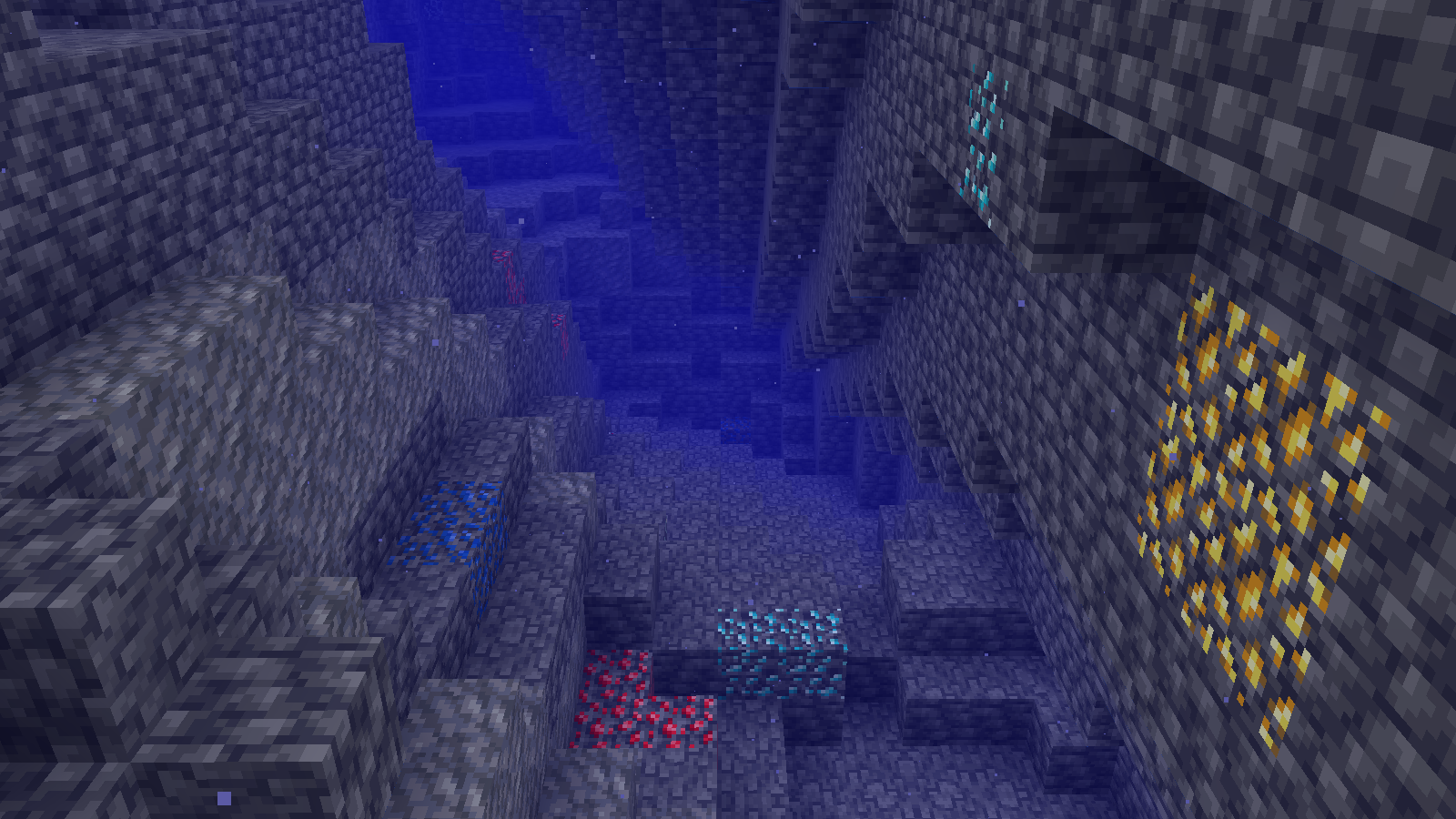 Insert preview of deepslate ores in their 'natural habitat (underwater for some reason)