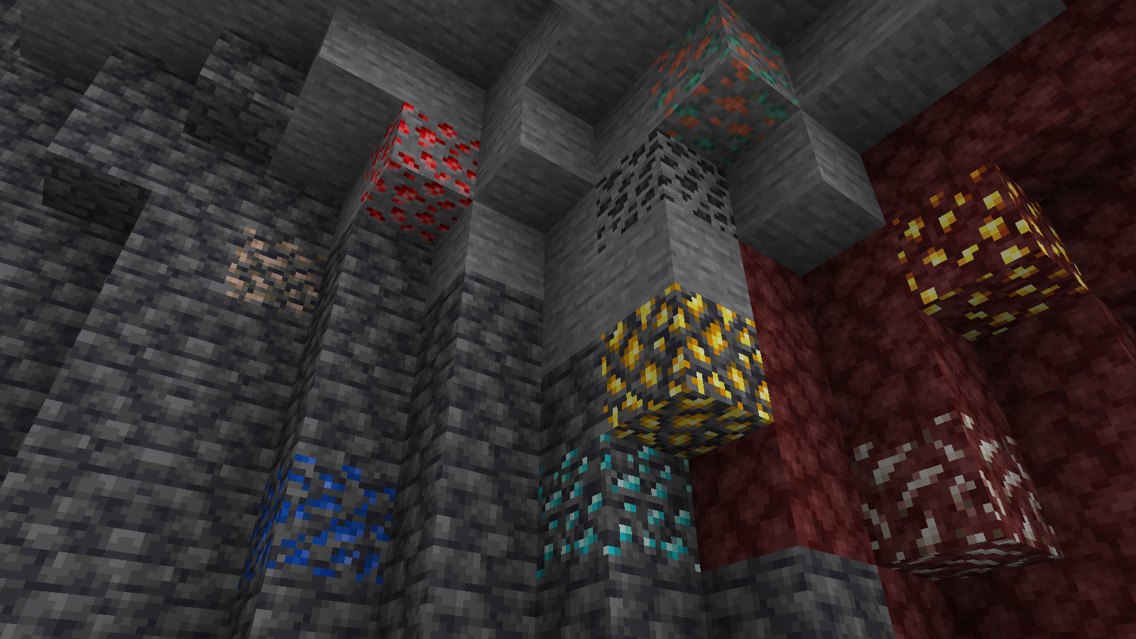 Insert cool image with all ores showing but with no shaderpack