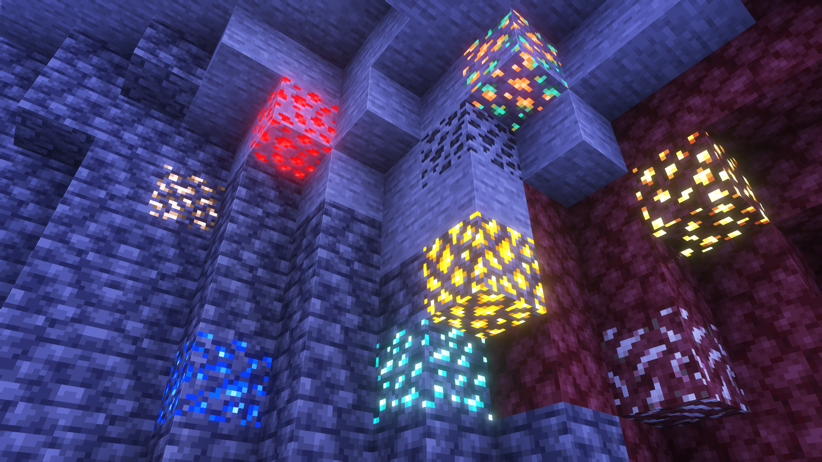 Insert cool image with all ores showing but with ^^^ shaderpack