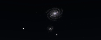 Milky Way and its satellites as seen from the Pegasus Galaxy