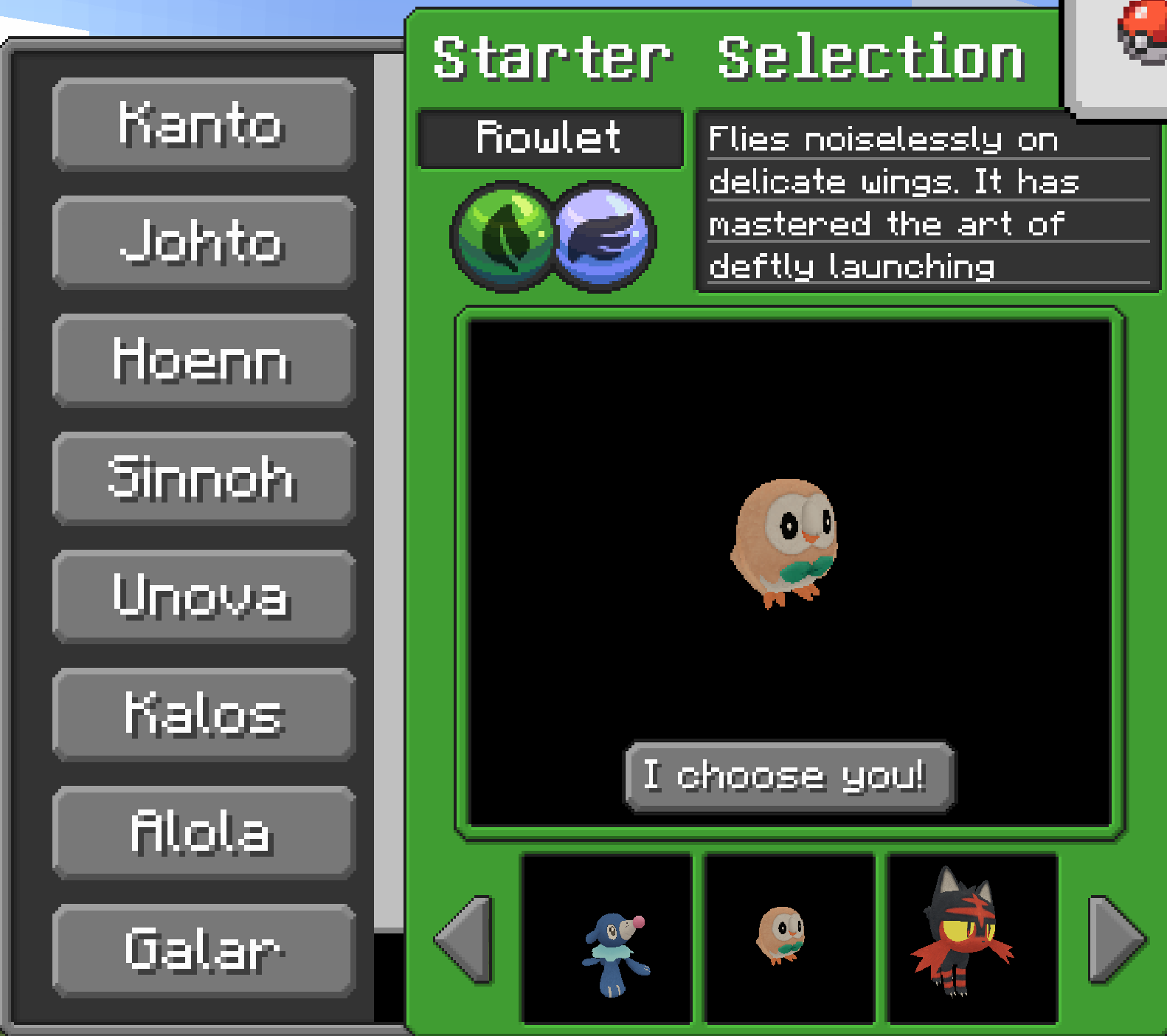 Generation 7 Starter Selection