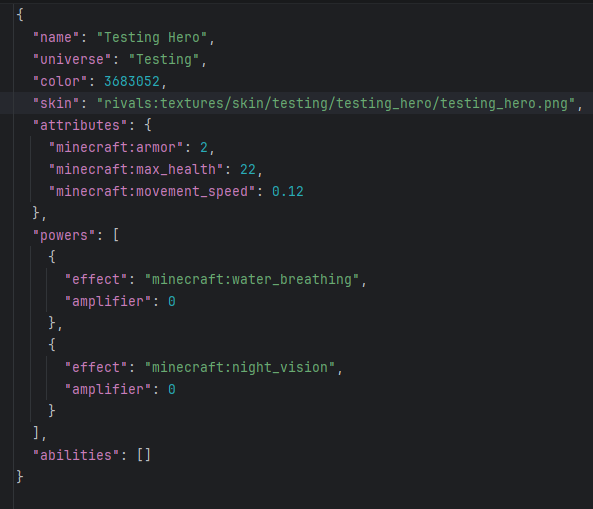 Example of a .json file for a superhero