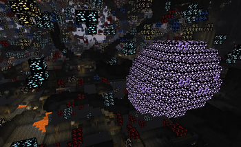 Ores and amethyst visible underground