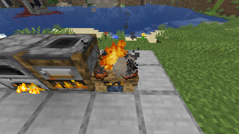 Cooking preserved flesh on a campfire