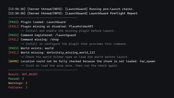 Preflight Report Output