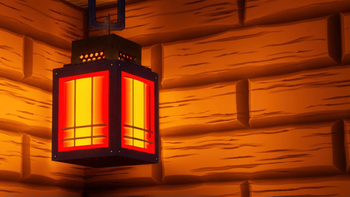 Chibli Lantern Against Wood Planks 