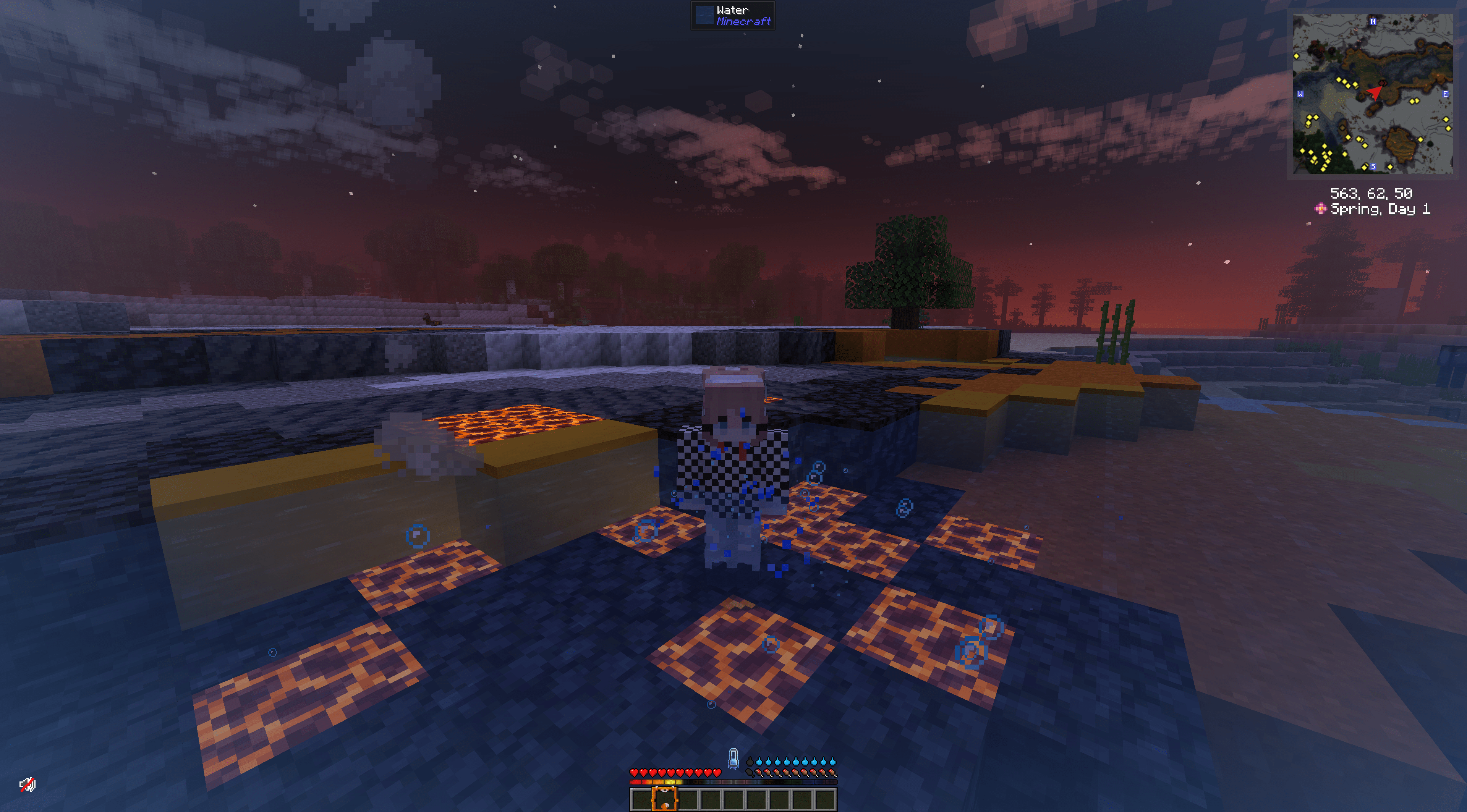 Another picture of me keeping warm in some hot springs in front of a scenic nighttime setting. Very nice.