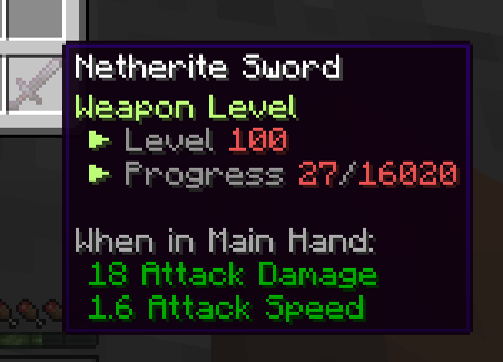 Tooltip for a Netherite Sword