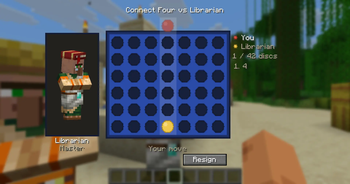 The villager drops first - it plays yellow, and on 7×6 that side wins