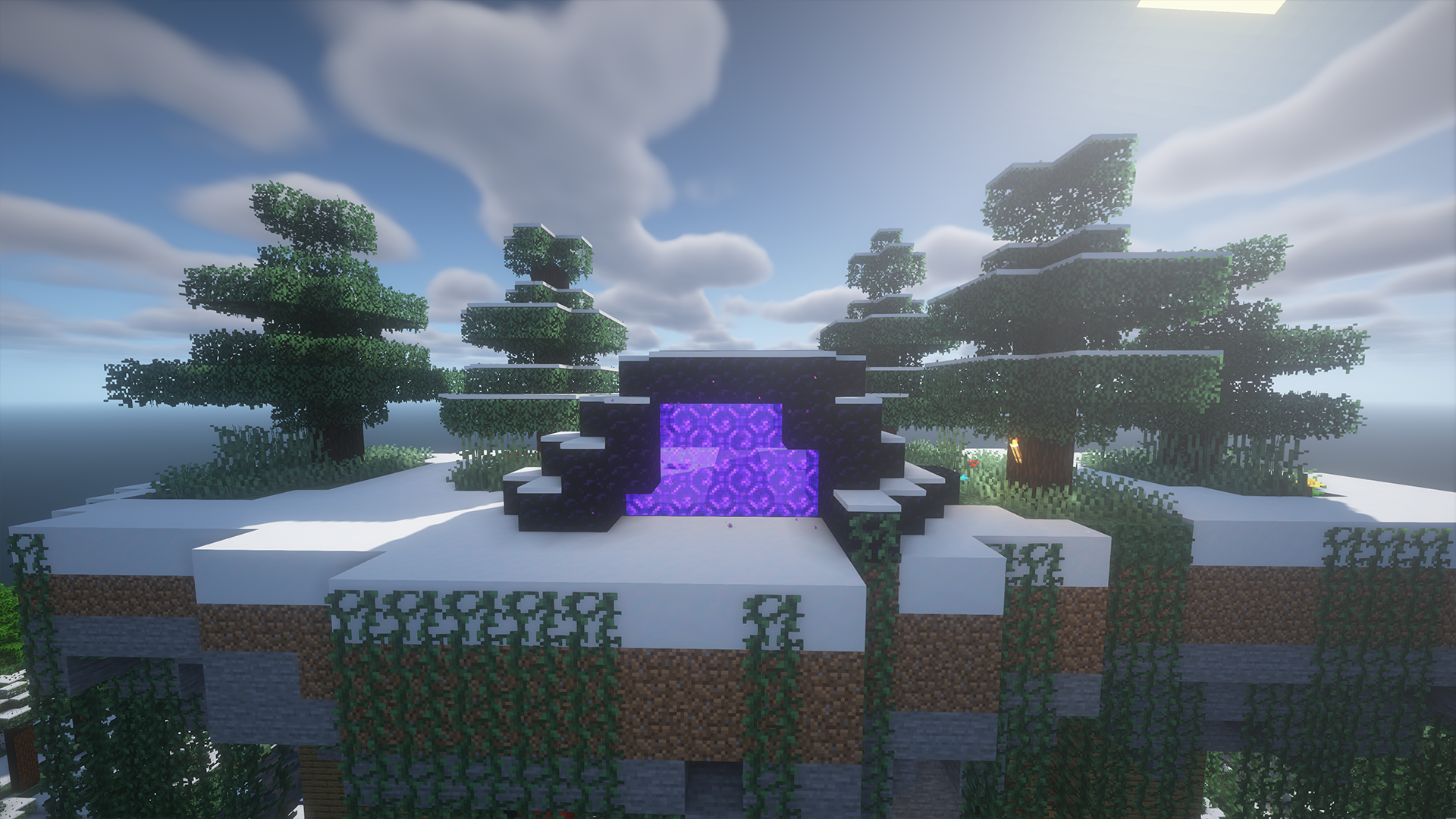 A nether portal view with shaders